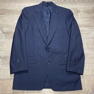Vintage Samuelsohn Blazer Mens 37 Regular Navy Wool Windowpane Sport Coat 90s‎